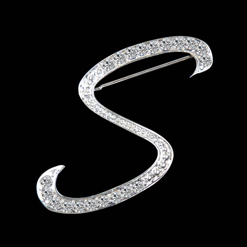 Rhinestone Crystal Broches Beginletter Broche A-S revers Spelden en Broches Clip Naam Sieraden Voor Vrouwen Mannen Wedding