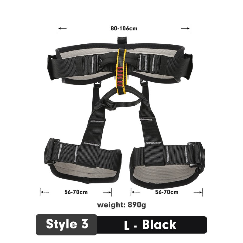 Xinda Outdoor Sports Safety Belt Rock Mountain Climbing Harness Waist Support Half Body Harness Aerial Survival: Style 3L Black