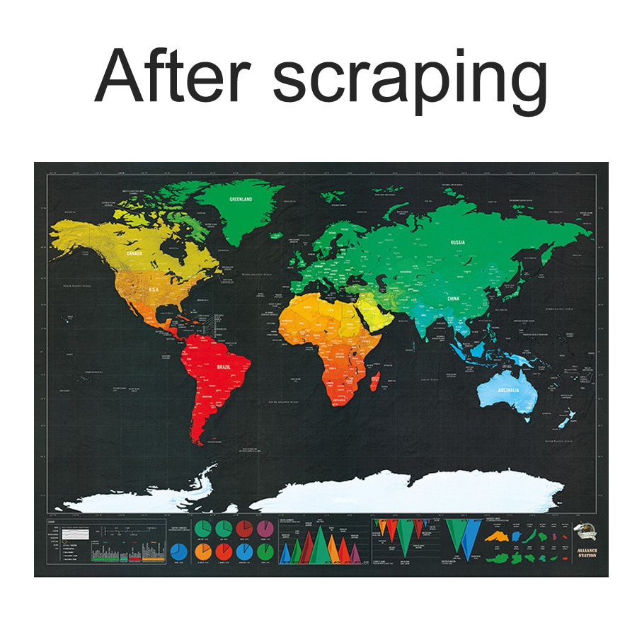 42x30cm Travel Deluxe Scratch off Map Erase black World mapa For kids Traveler Geography wall Poster mundi rascar
