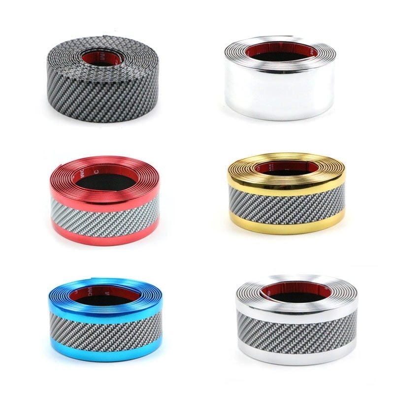 Car Rear Trunk Protector Sticker Door Sill Bumper Guard Paint Anti-Scratch Strip Carbon Fiber Stickers 1m