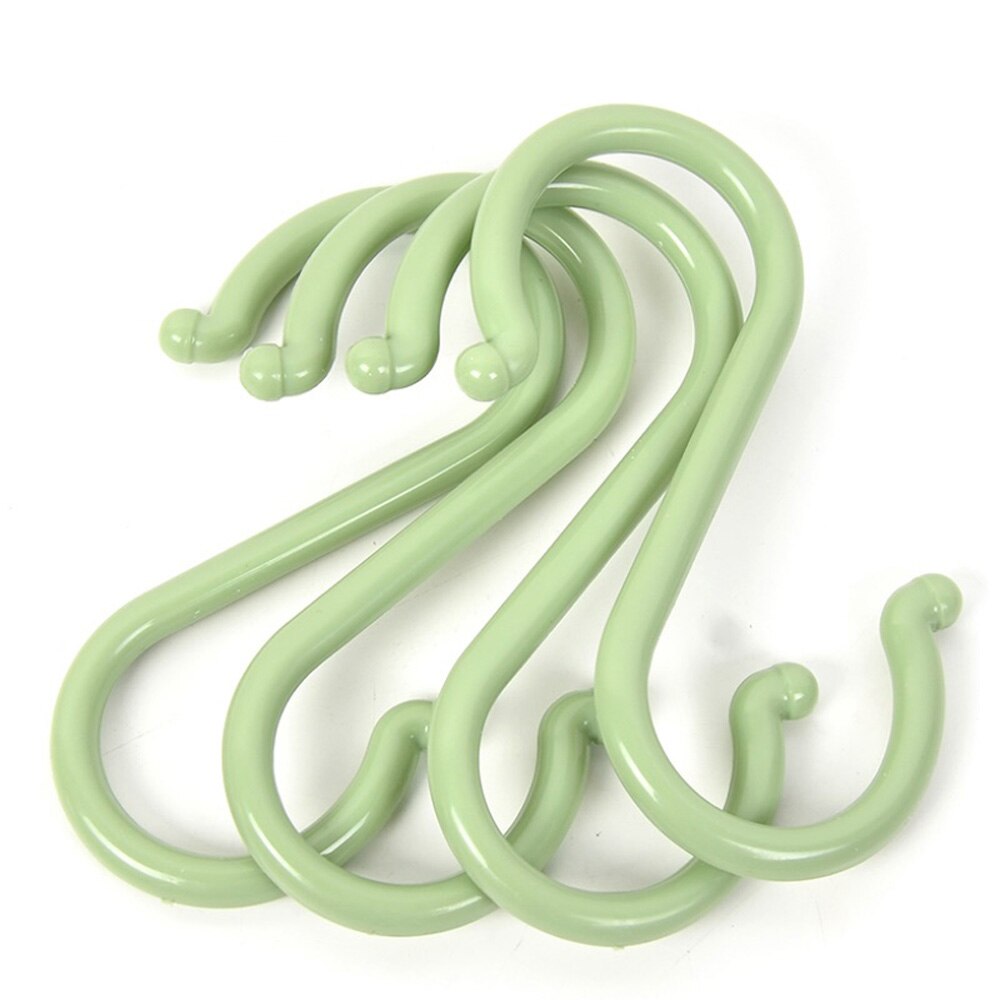 4/8pcs Practical Plastic Bucket Hook S Shape Clothing Rack Kitchen Railing S Hanger Kitchen Hooks: 4Pcs Green L
