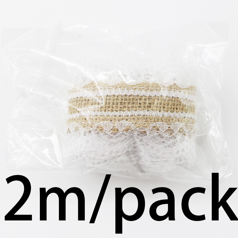 Rouleau de dentelle de lin avec bordure blanche, décoration de mariage, accessoires pour cheveux à la maison, rideaux de nappe à nœud bricolage, 38mm-58mm, 2 mètres