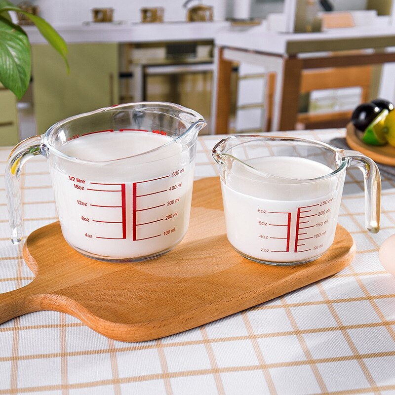 Tempered glass measuring cup with scale milk cup microwave oven special high temperature heat-resistant kitchen supplies