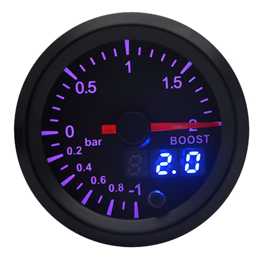 2 " 52mm 7 farver led bil auto turbo boost gauge bar meter analog/digital dual display bilmåler med sensor