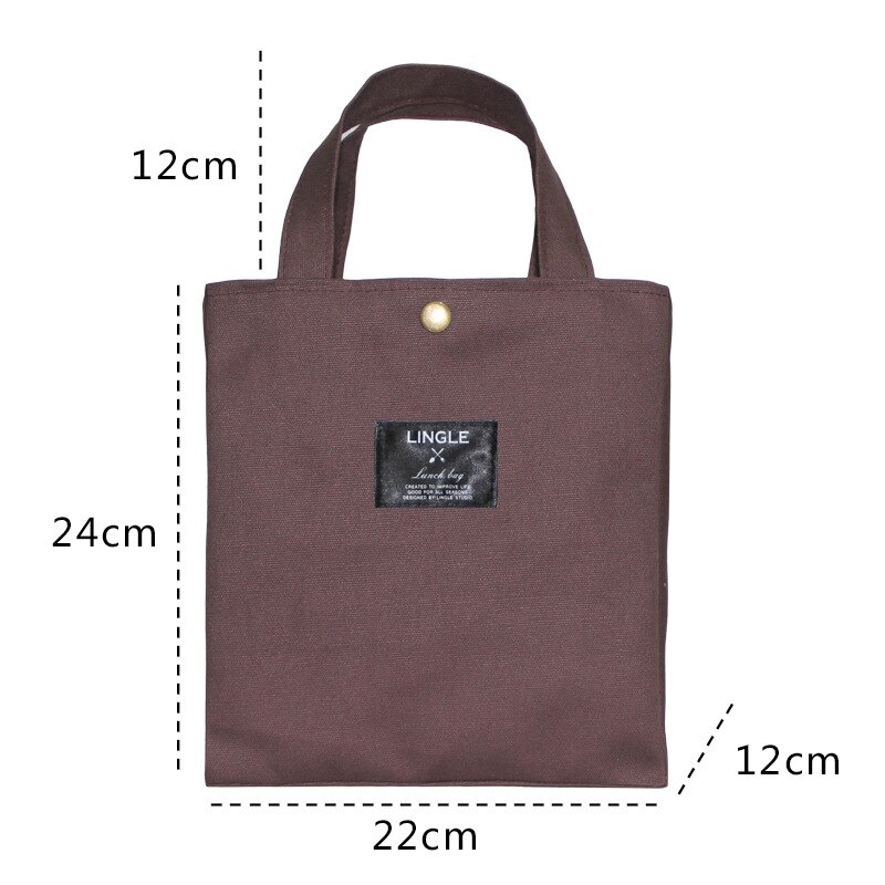 Bento lunchbox tas met lunch draagbare lunch canvas eco tas kantoormedewerker handtas student kleine lunchbox tas: Bruin