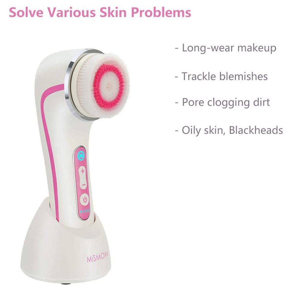 Mismon 106a ansiktsrens skjønnhetsmaskin elektrisk sonic rensebørste hudpleieverktøy ansiktsvask børste vibrator enhet for ansikt