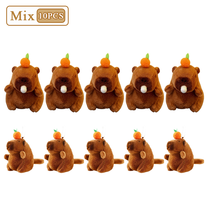 Porte-clés en peluche kaki, queue de vol, Capybara, mignon, poupée en peluche, jouet, pendentif pour sac d'école, , 1 à 20 pièces: violet