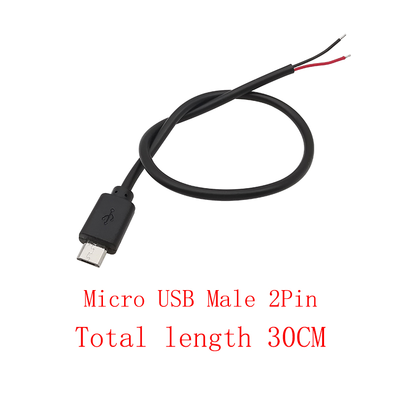 USB-voedingskabel Micro USB / USB 2.0 Type A / Type C 2/4 Pin Stekker Vrouwelijke Jack Draadconnector Data-oplaadsnoeren 30CM: Ivoor / Onder 5 Stks