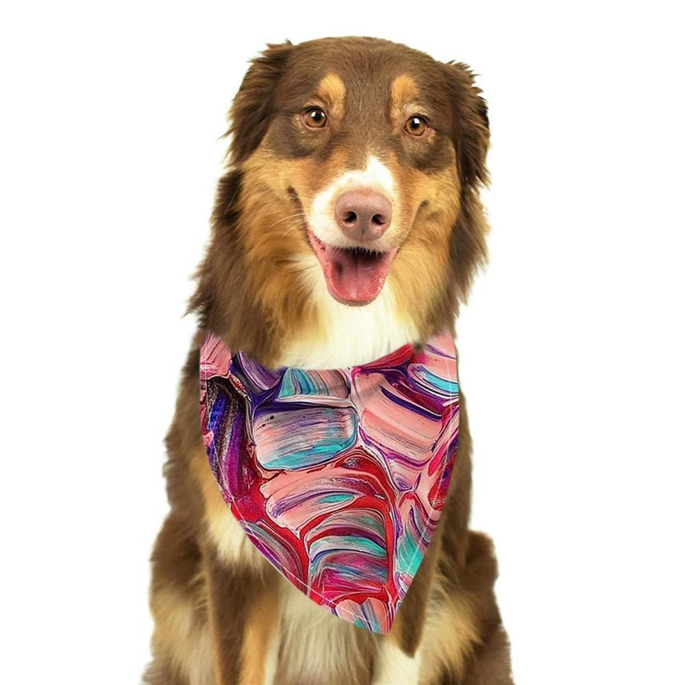 Akvarell maling kjæledyr skjerf for hund vaskbart sløyfebånd bandana halsbånd katt hund skjerf tilbehør: F / 34 x 34 x 50cm