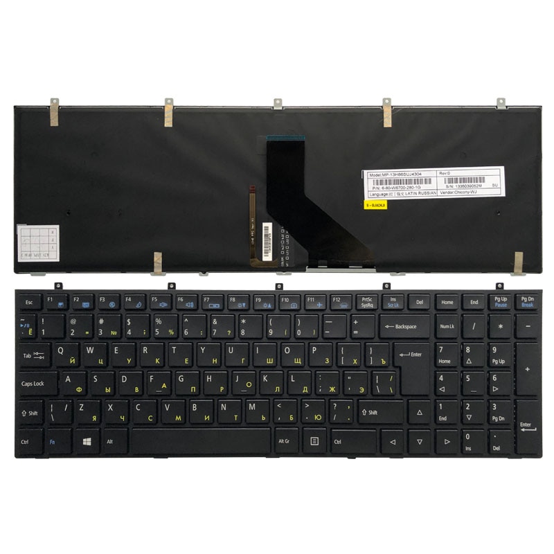 Russian Keyboard for DNS Clevo W350 W350ST W350SK W370 W370ST W670 W350SKQ W350STQ MP-12A36SU-4301W 6-80-W37S0-281-1 W355SSQ RU