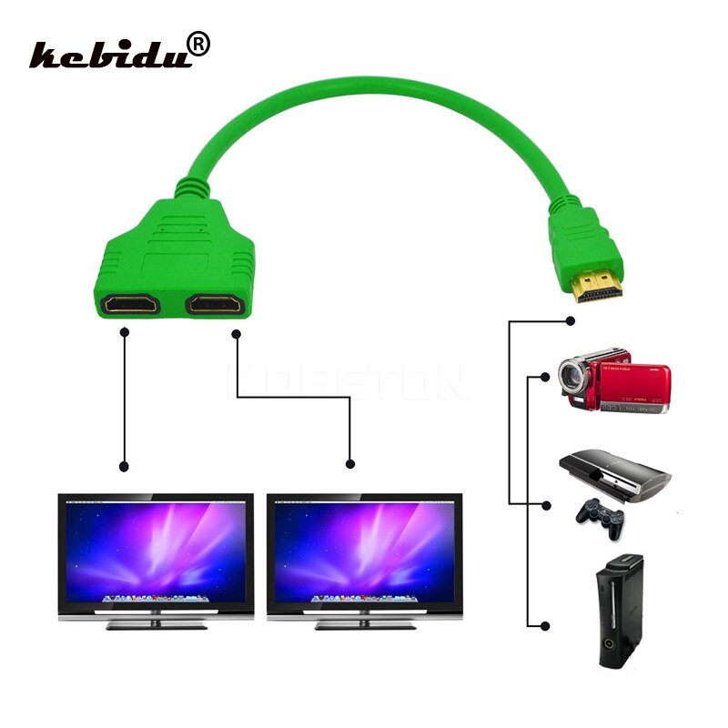 Kebidu 1 naar 2 HDMI Splitter Adapter Man-vrouw Splitter Dubbele Signaal Adapter Converter Kabels voor Video TV HDTV