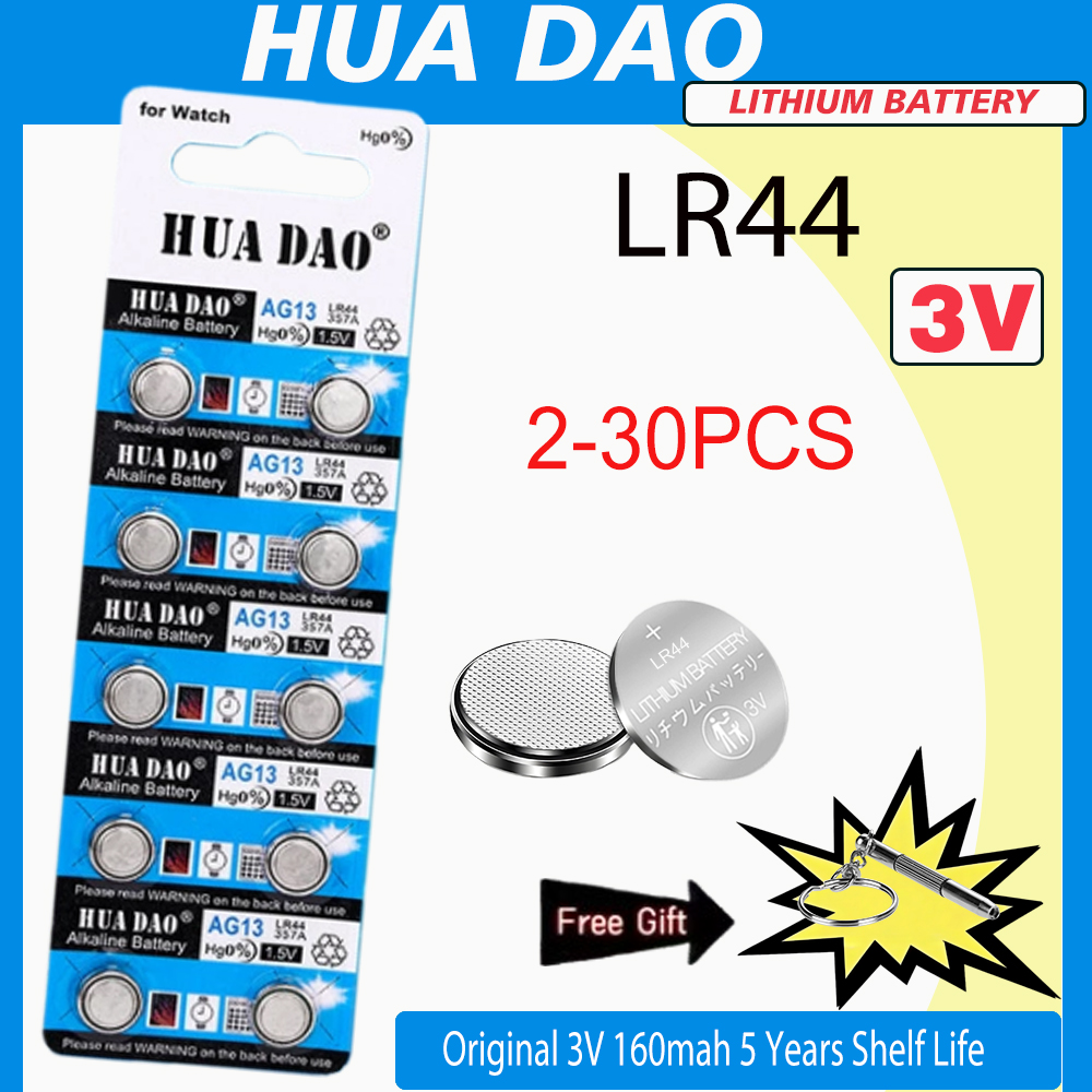 2-30 Pezzi Batterie LR44 ad Alta Capacità L1154F AG13 SR44 A76, Batterie Alcaline Premium 1.5V a Bottone per Calcolatrice