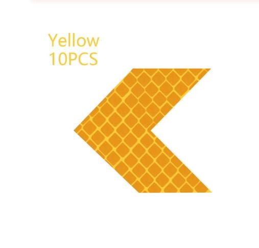 10 Pcs Car Reflective Sticker Warning Arrows Decoration Decals Car Motorcycle Tail Bar Bumper Sticker for Traffic Safety Mark: YELLOW
