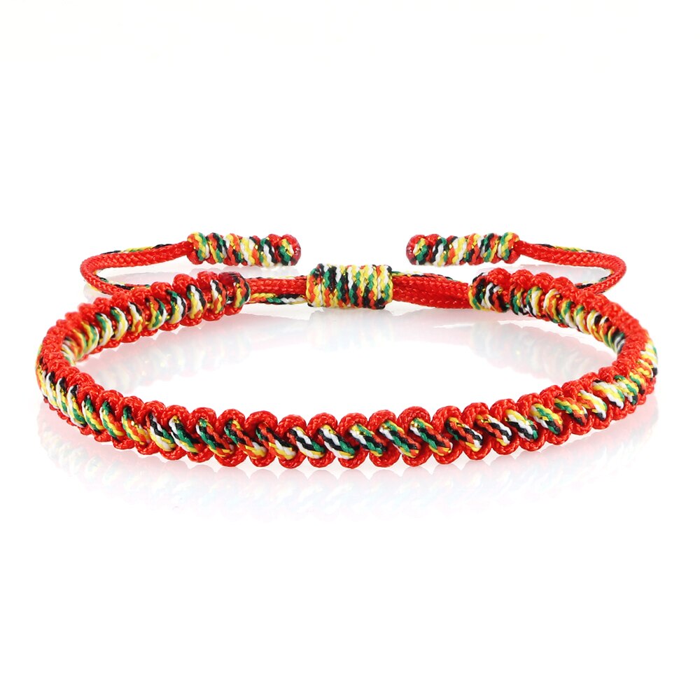 MultiColor Lucky Handmade Rope Buddha Anklet Bracelet Tibetan Buddhist Braided Thread Knots Bangles For Women And Men Bracelets: Red Rope 2
