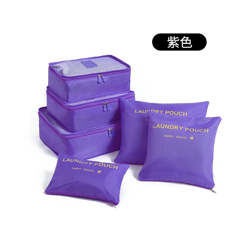 6 Stuks Set Reis Opbergzakken Koffer Inpakset Opbergdozen Draagbare Bagage Organizer Kleding Schoen Opvouwbare Organizer: Bruin