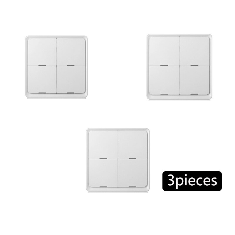 Tuya Smart Life ZigBee-Panel de 4 vías inalámbrico inteligente, Panel de automatización, botón de escena, cambio de trabajo, con aplicación Tuya Zigbee Gateway: 3pieces