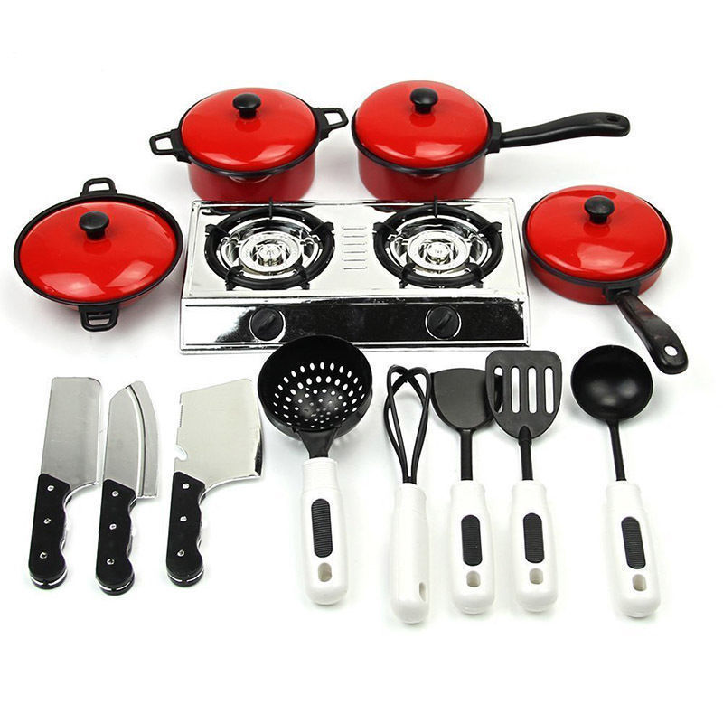 Newest 13PCS Kids Play House Toy Toddler Girls Baby Kitchen Utensils Cooking Pots Pans Food Dishes Cookware