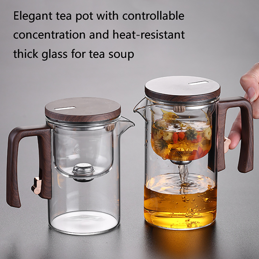 Glas Teekanne Wasserkocher Infuser 520ML/720ML Teekanne Wasser Trennung Innen Magnet One Click Magnetische Schalter tee Filtration Tasse Set