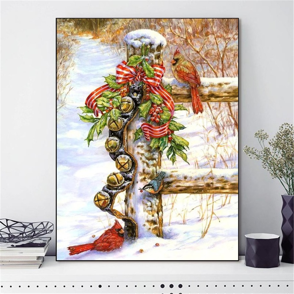 Huacan -kirjonta ristipisto talvimaisema käsityö setit hedelmäpakkauksille valkoinen kangas diy kodinsisustus 14ct 40 x 50cm