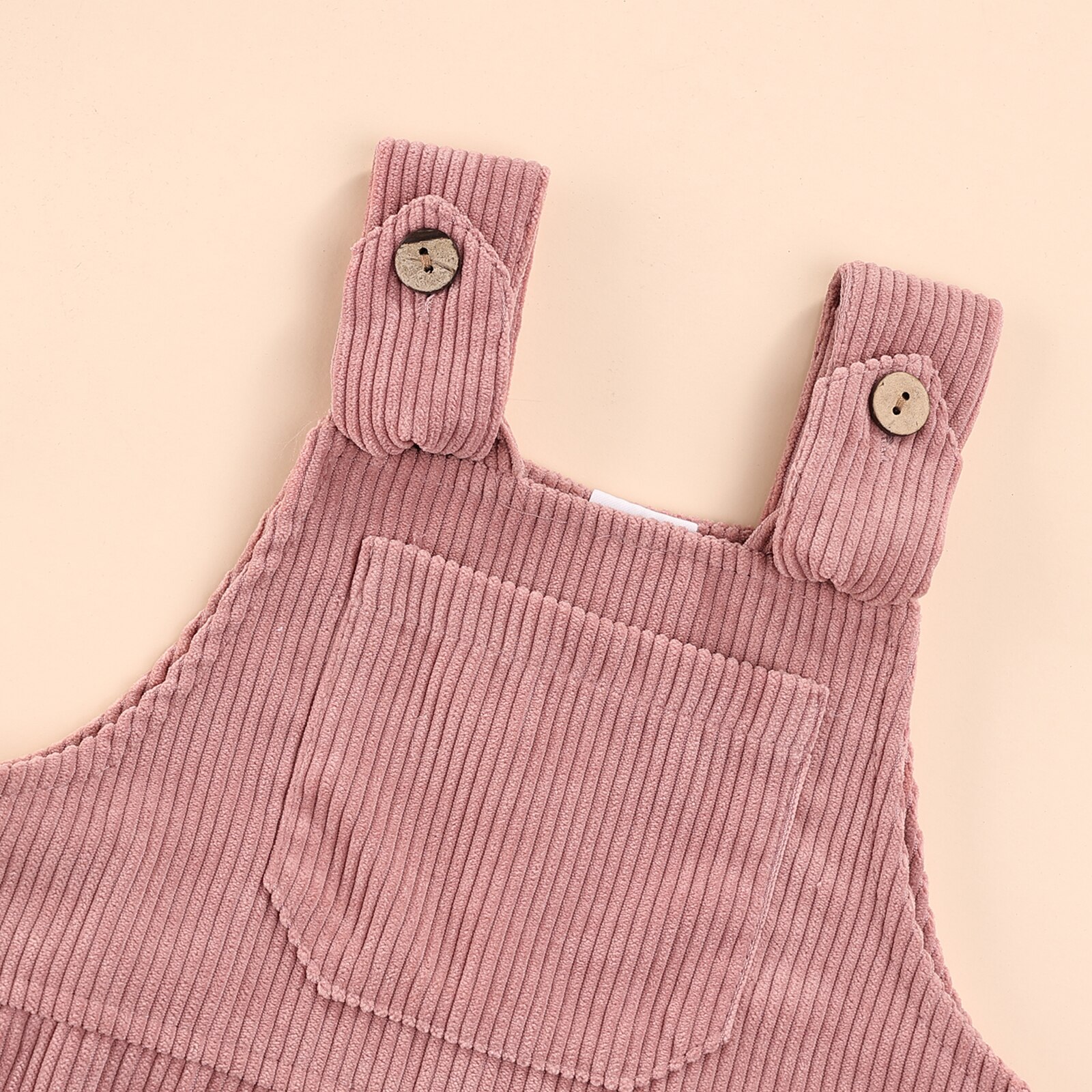 Herfst Winter Peuter Baby Bib Broek Corduroy Overalls Effen Kleur Vierkante Hals Jumpsuit Met Drukknopen Voor Peuter Meisjes