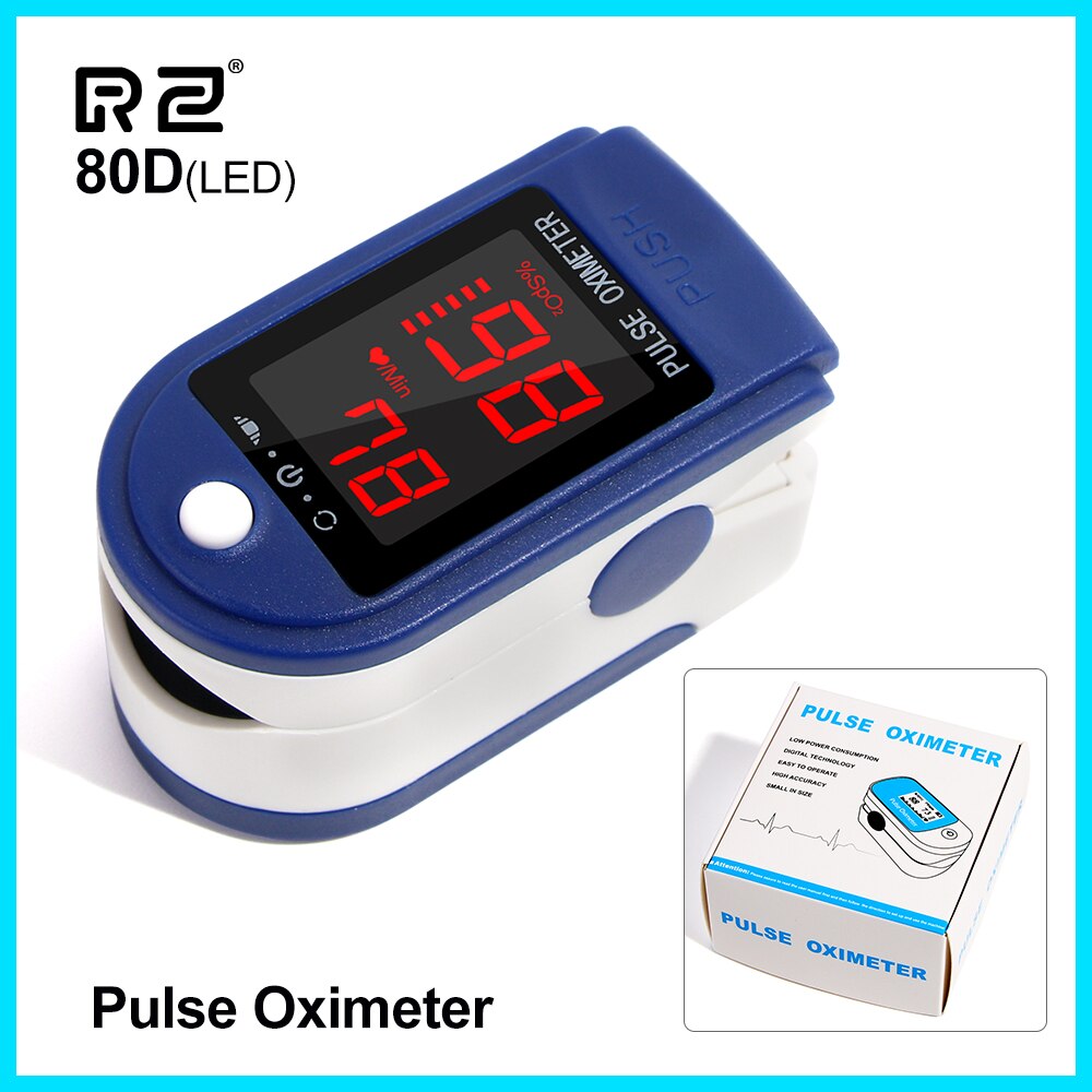 RZ Fingertip Pulse Oximeter Blood Oxygen SPO2 PR Saturimetro with Sleep Monitor Portable Pulse Oximeter: 80D-blue-LED