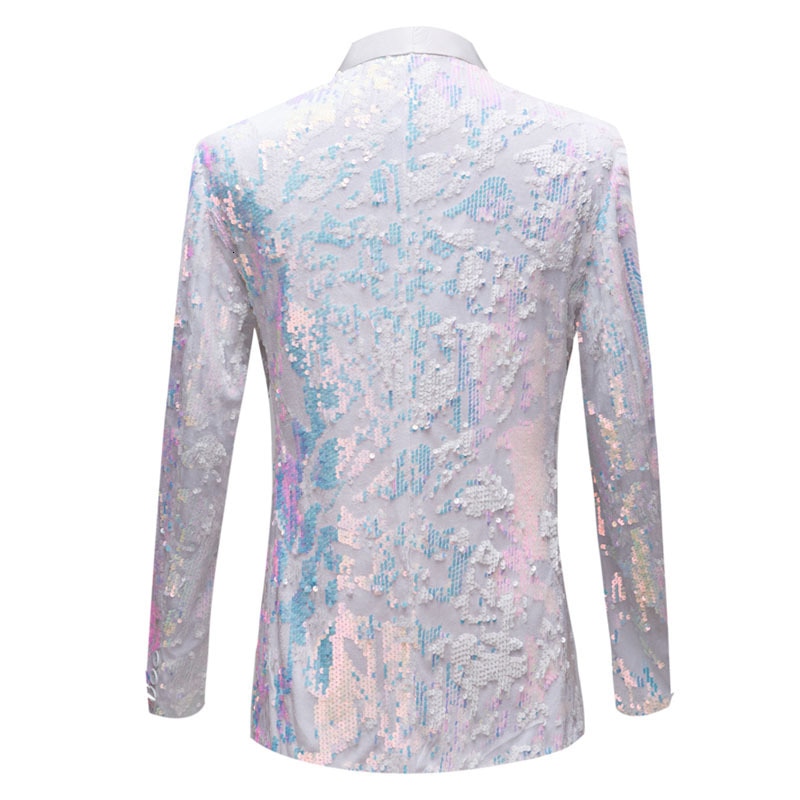 Pyjtrl menn ren hvit fløyel fantasy farge paljetter blazere nattklubb sangere bryllup brudgom prom smoking slim fit dress jakke