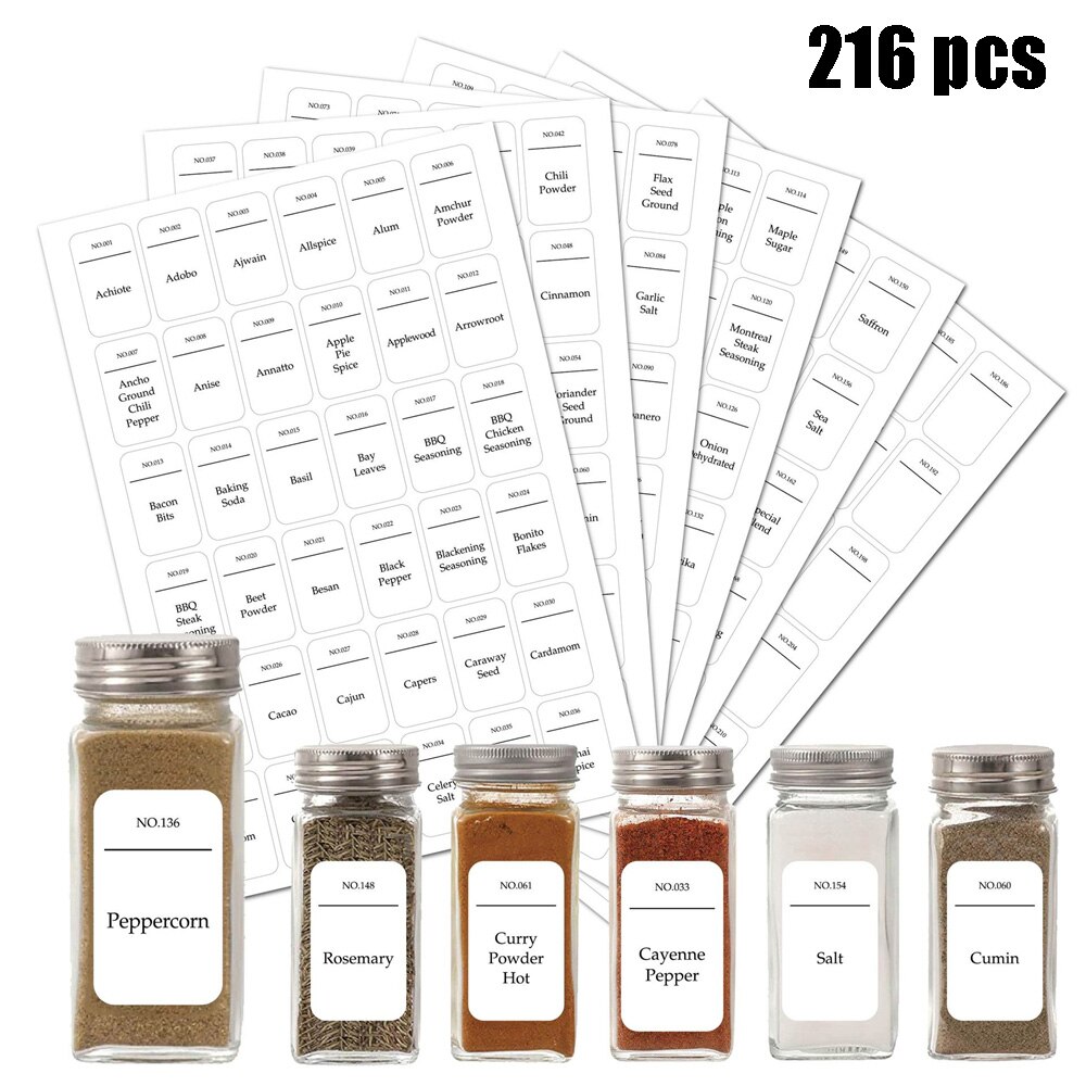 144/216/274Pcs Kitchen Labels Stickers For Ingredients Spice Jars Bottle Container Food Clear Items Mark On Can Storgae Box