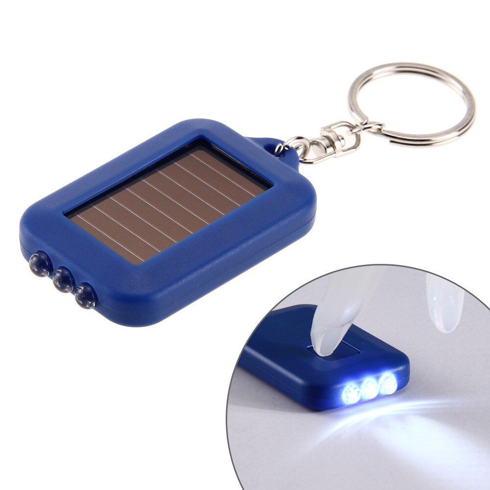 Mini Solar Power 3 LED Light Keychain Keyring Torch Outdoor Portable Flashlight Tools Ooutdoor Light Emergency Light: Blue