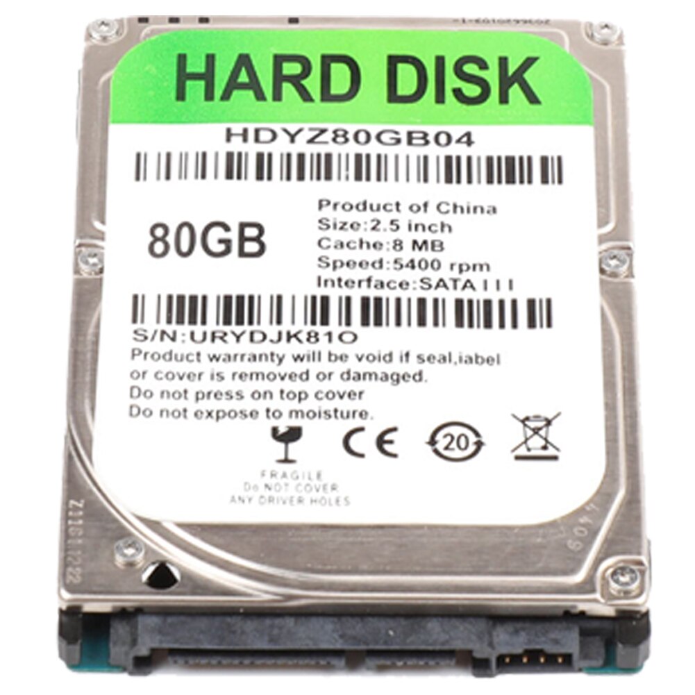 Disque dur interne SATA III de 2.5 pouces, avec capacité de 80 go, 5400 go, 120 go, 160 go, 250 go, 320 go, 500 RPM, Original, pour ordinateur portable,: 80G
