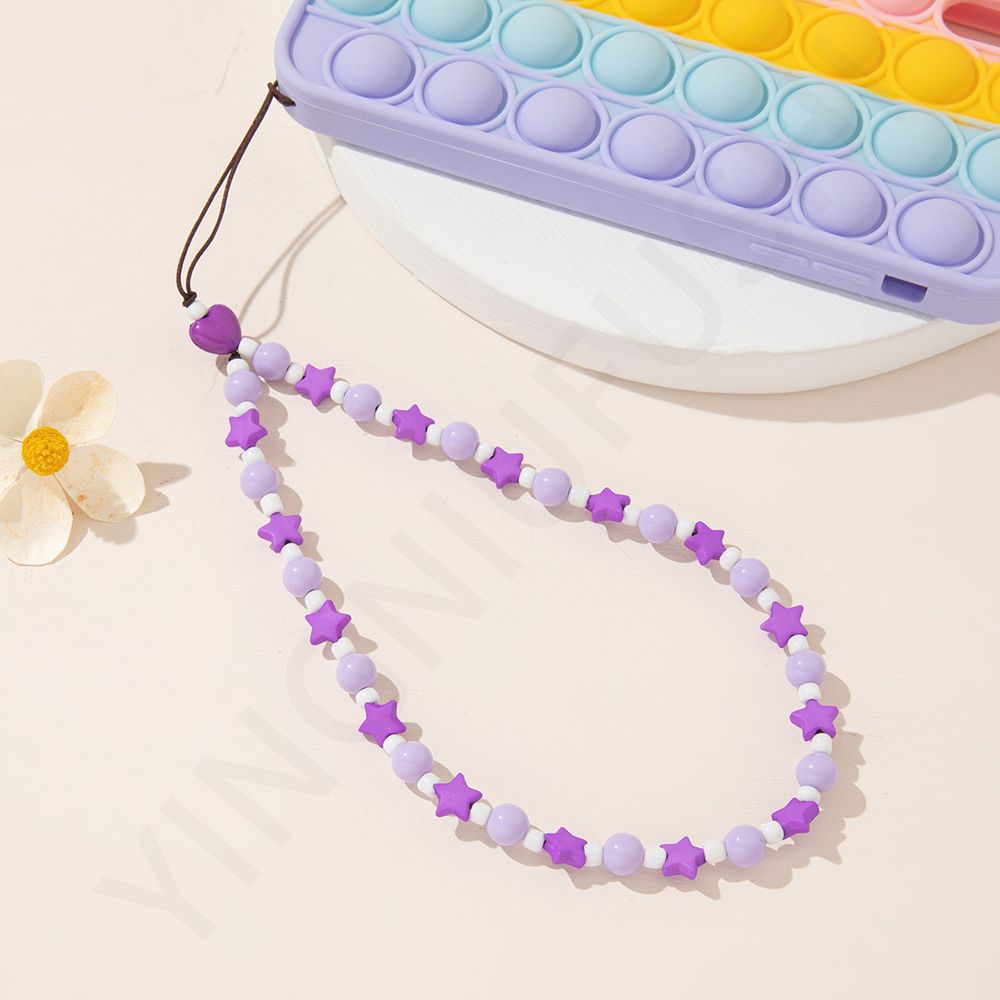 Lot De 4 Bracelets Anti-perte Pour Téléphone - Chaînes Décoratives Violet, Rose, Noir - Pour Sac, Clés, Portable