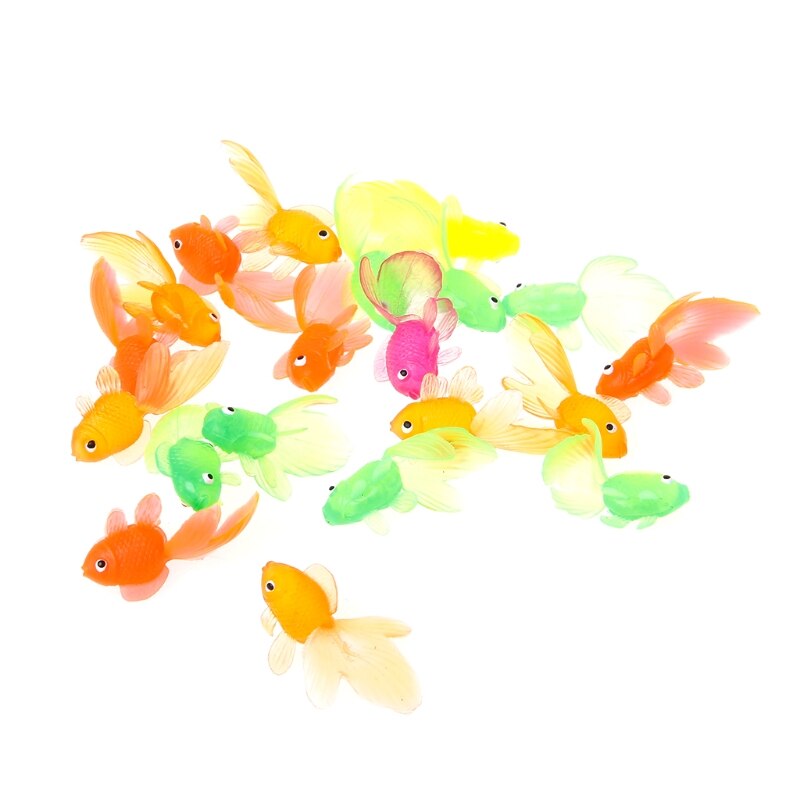20 stücke Gummi Simulation Kleine Goldfisch Gold Fisch freundlicher Spielzeug Dekoration Schlecht Spielzeug