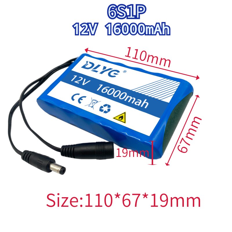 Super Portable12v6s1p16000mah Rechargeable Lithium Ion Battery Pack Capacity Dc Battery Pack12.6v Cctv Cam Monitor Charger Piles