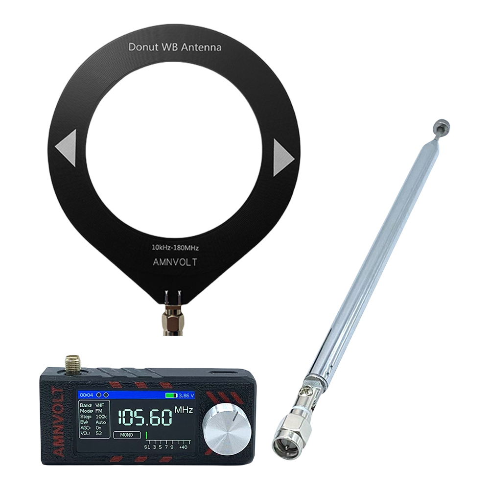 ATS MINI PRO Mini Pocket Radio SI4732 0.5-108mhz HF SW MW VHF All Band Radio LSB USB AM FM 1.9in Screen Donut＋Telescopic Antenn: Silver