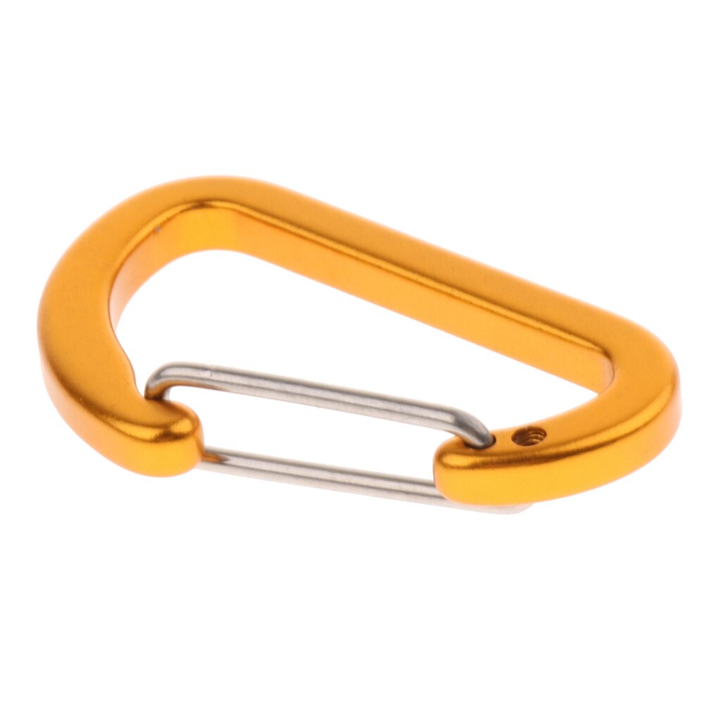 1pcs 4mm Mini Aluminum Alloy Carabiner Outdoor D Shape Quickdraw 1.57 x 0.96inch for Mountaineering Camping Hiking Travel: Sandblasted gold