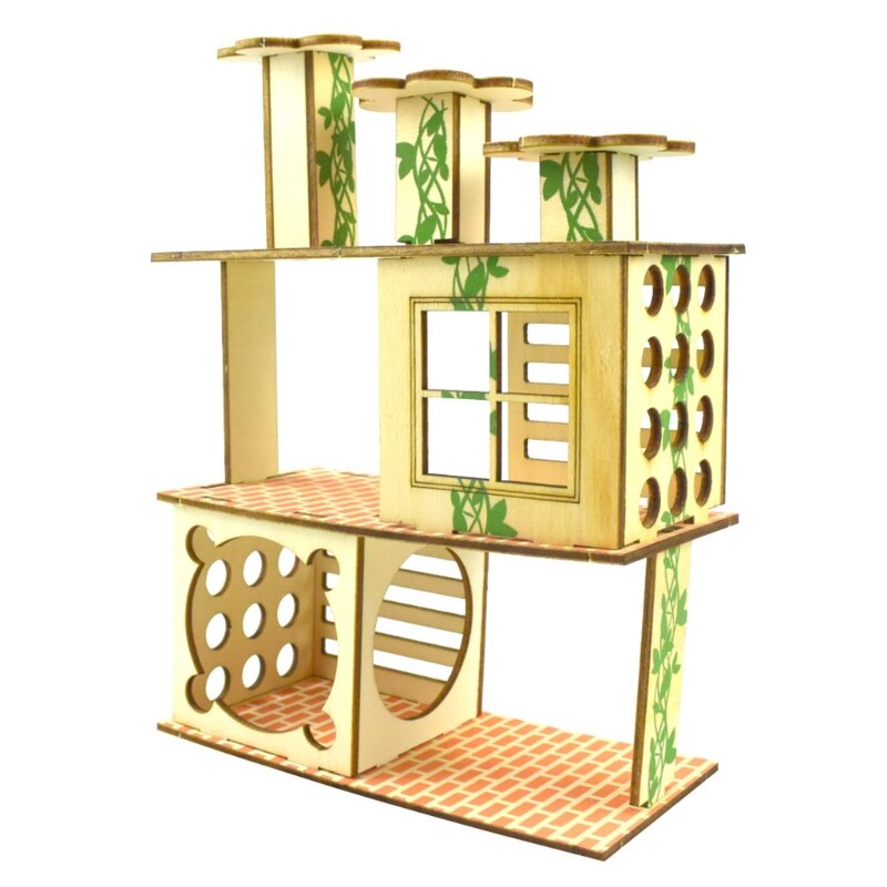 Hamster Holz Villa Haus Klettern Spielzeug Versteck Verschachtelung Lebensraum für Chinchillas Guinea Schweine Kleine Tiere 5 Arten