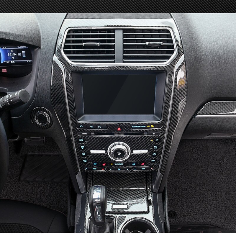 For Ford Explorer Car Accessories Carbon Fiber Interior Trim Gear Panel Navigation Outlet Center Console Stickers 5D