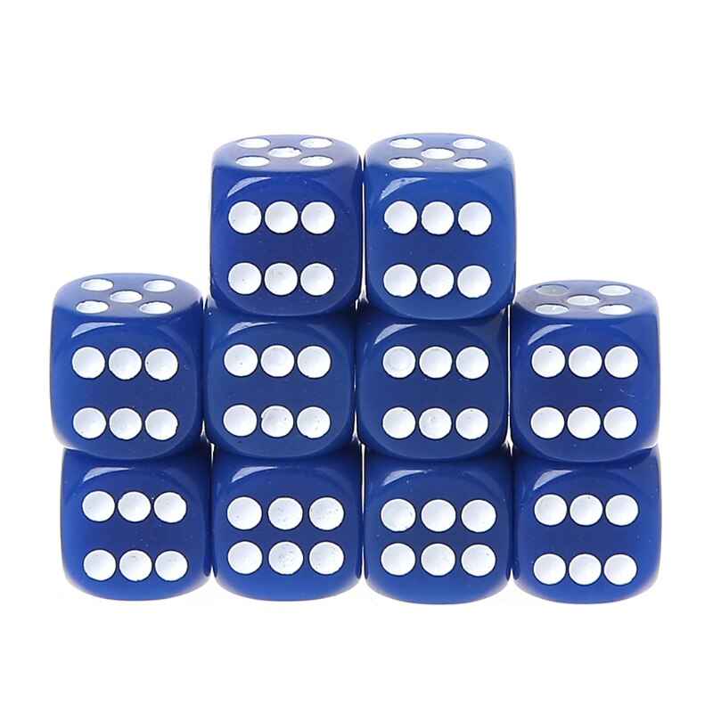 10pcs Six Sided 14mm Transparent Cube Round Corner Portable Table Playing Games