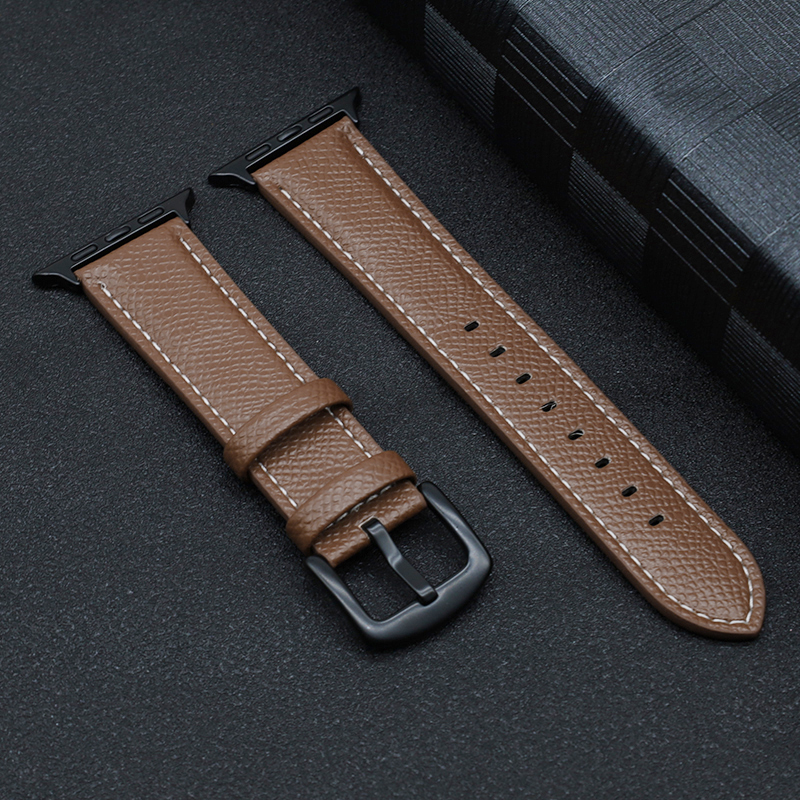 Læderrem til apple watch-rem serie 9 8 7 6 5 4 3 ultra se komfortabel armbånd iwatch 49mm 45mm 44mm 42mm 41mm 40mm 38mm: Beige / 12mm