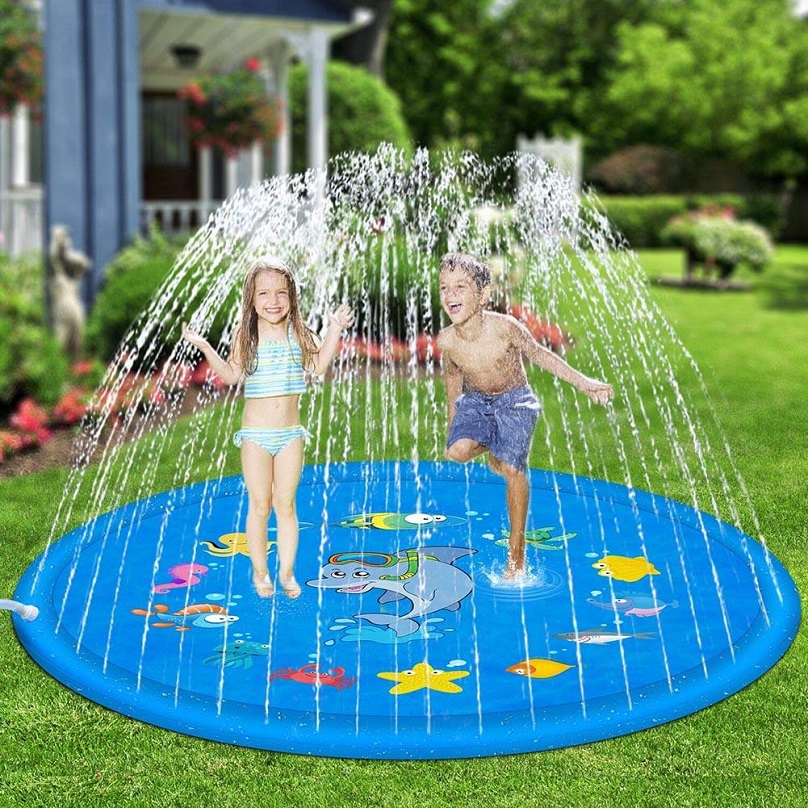 170cm Outdoor Rasen Strand Meer Tier Aufblasbare Wasser Spray Kinder Sprinkler Spielen Pad Matte Wasser Spiele Strand Matte Kissen spielzeug