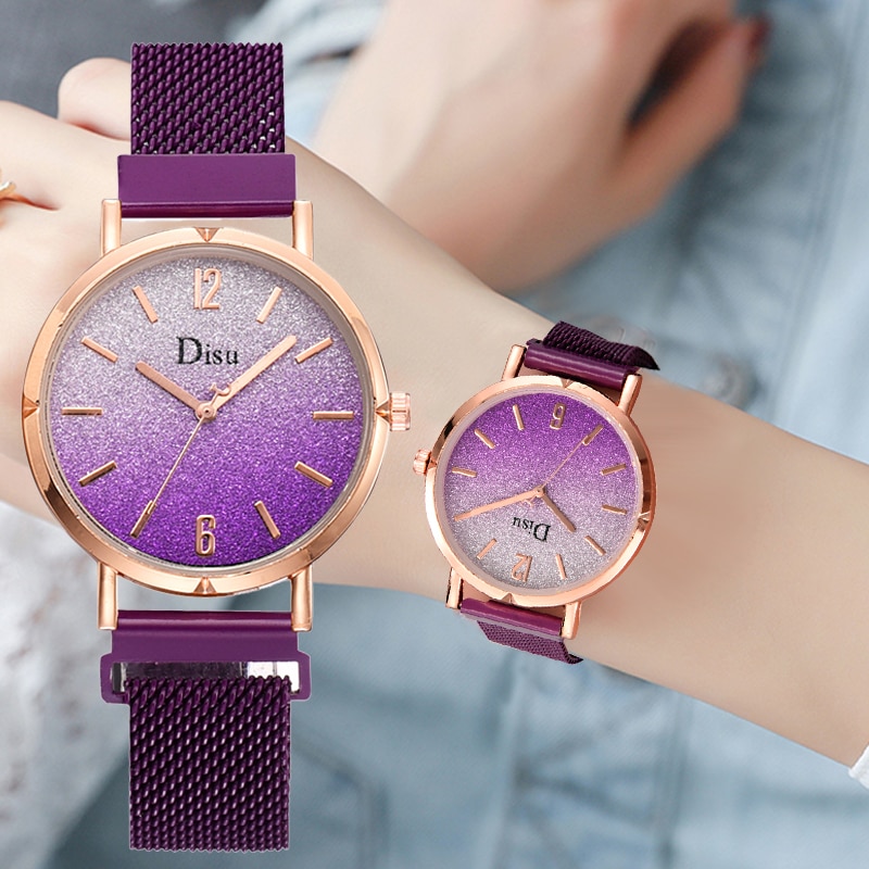Top Luxe Vrouwen Armband Horloges Gradient Dial Diamond Dames Sterrenhemel Magnetische Horloge Vrouwelijke Klok