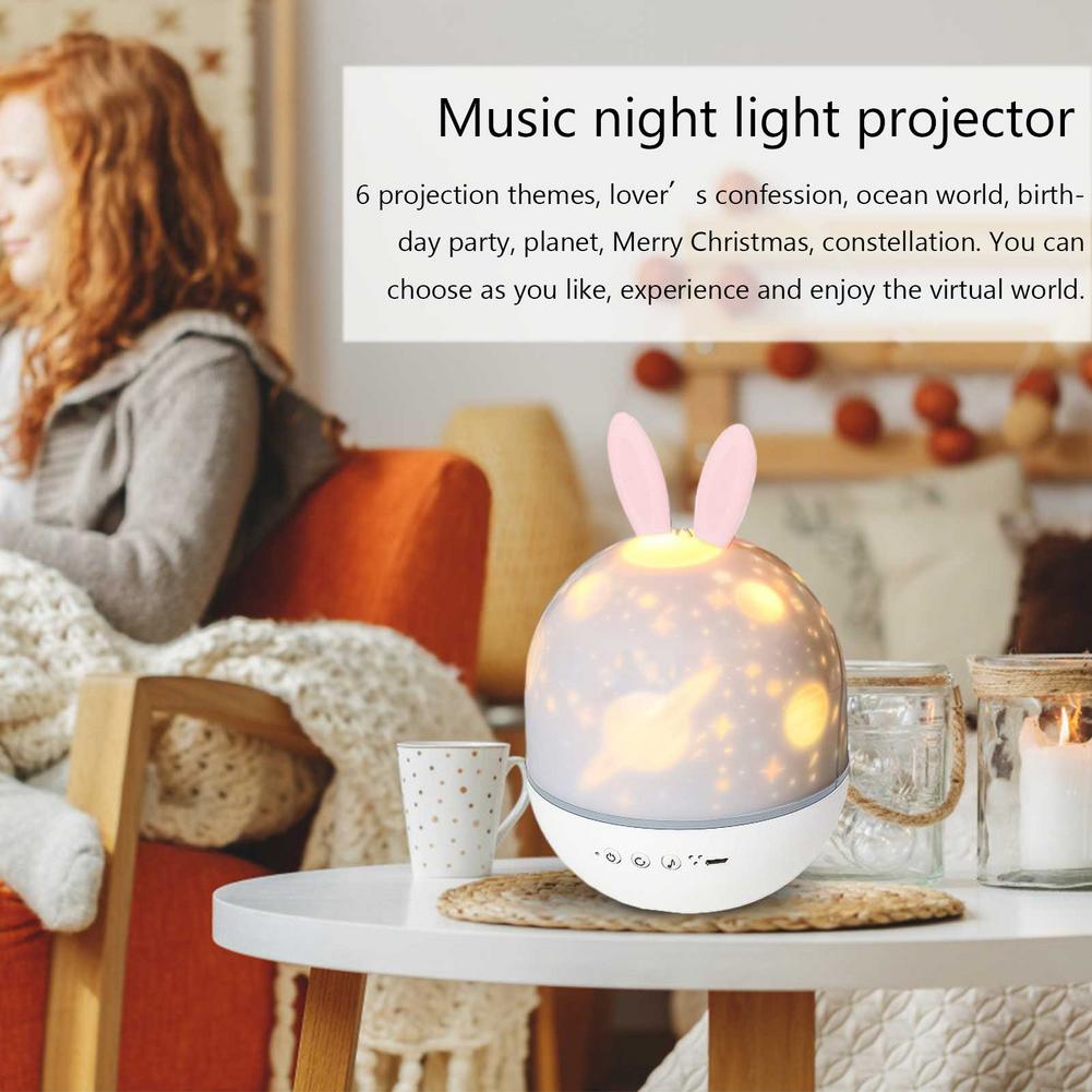6 Projection Themes Light Music Remote Control 360 Degree Rotation Night Lamp Ocean World Birthday Party Planet Merry Christmas