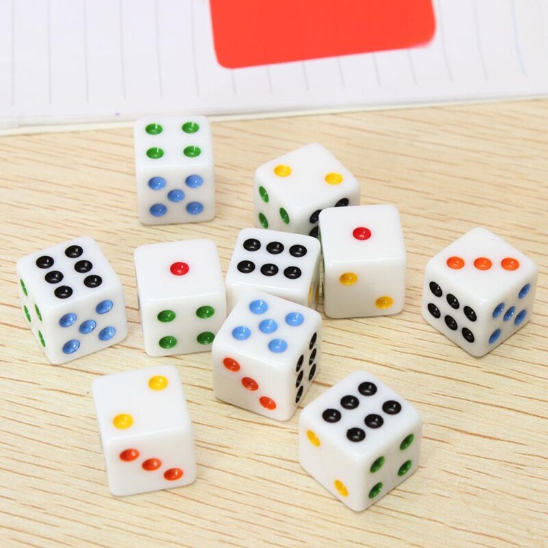 10 stücke Acryl Würfel 6 Seitige Würfel 16mm Digitale Zahl Oder Punkt Würfel Runde Coener Für Kind Spielzeug Bord spiele HEIßER