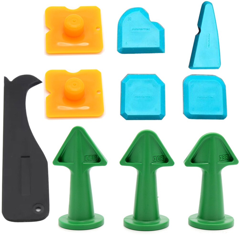 11pcs Glass Cement Scraper Remover Caulk Finisher Sealant Smooth Scraper Grout Kit Floor Cleaning Tile Dirt Tool: 10 pcs A