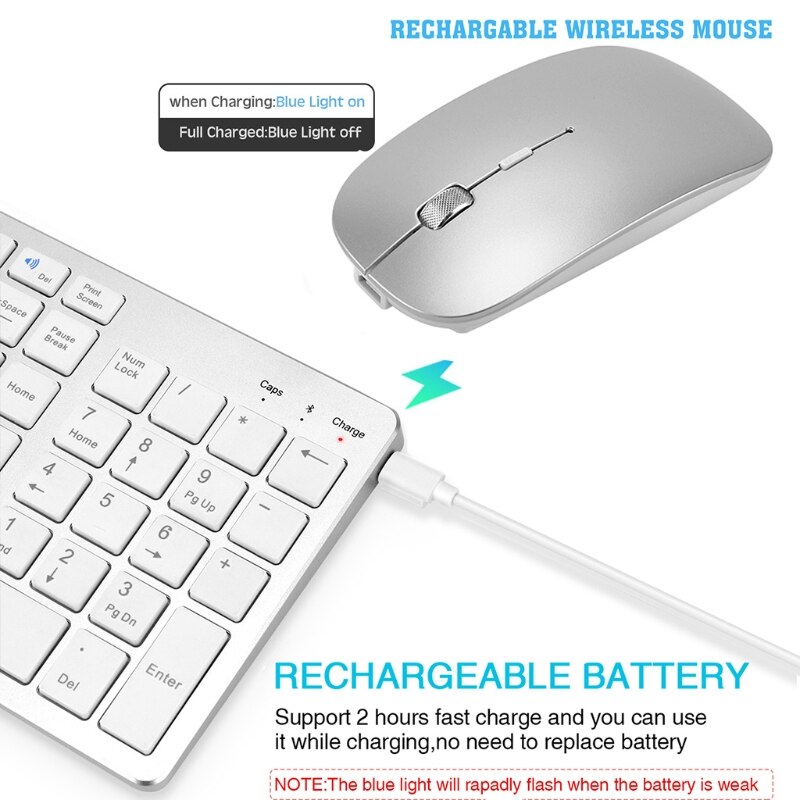 Wireless Keyboard and Mouse Combo Mechanical Bluetooth-compatible3.0 5.0 Sleek Rechargeable Dual-mode Durable USB T84C