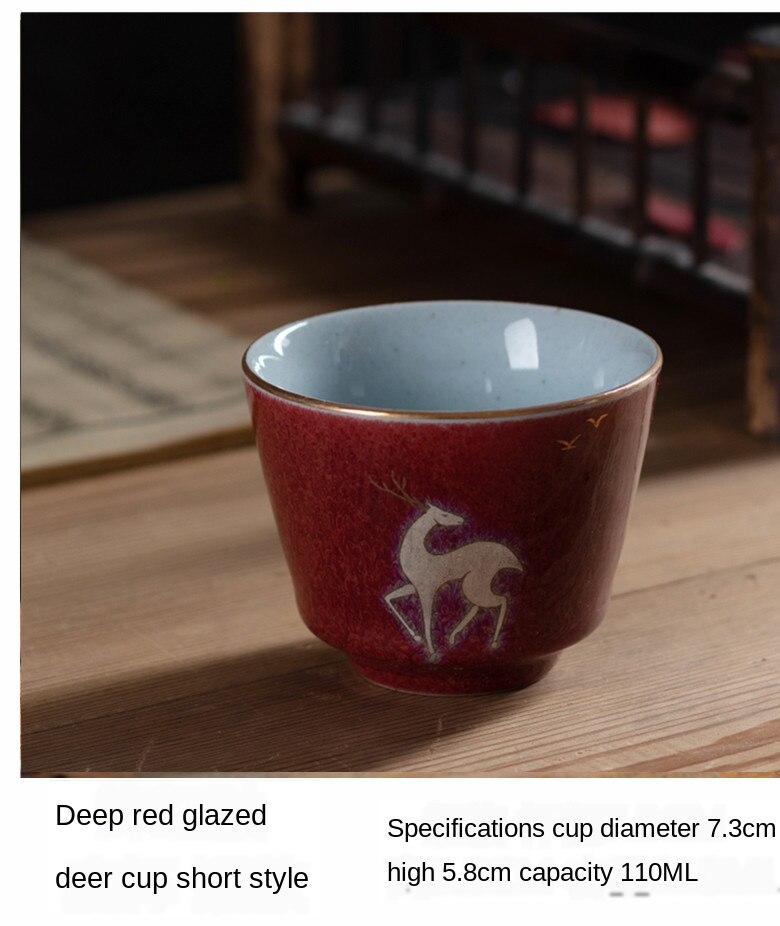 Rouge cuivre semelle Kung Fu tasse en céramique à la main grossière poterie service à thé personnel thé maître tasse unique tasse cramoisi en céramique tasses à thé: teacup C