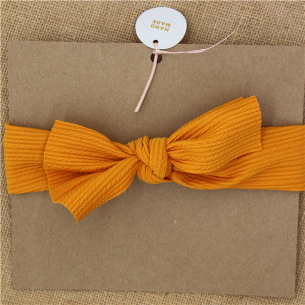Bandeau à nœuds pour bébé, gros nœud noué, en tissu extensible, solide, accessoires pour cheveux de bébé: YELLOW