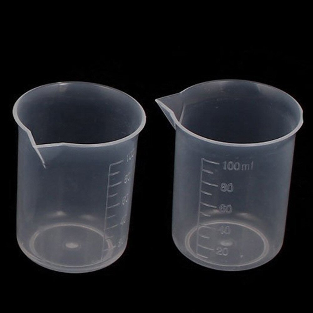 100mL Graduated Beaker Clear Plastic Measuring Cup for Lab 2 Pcs Kitchen Lab Tool Chemistry kitchen cooking tool Transparent cup: Default Title
