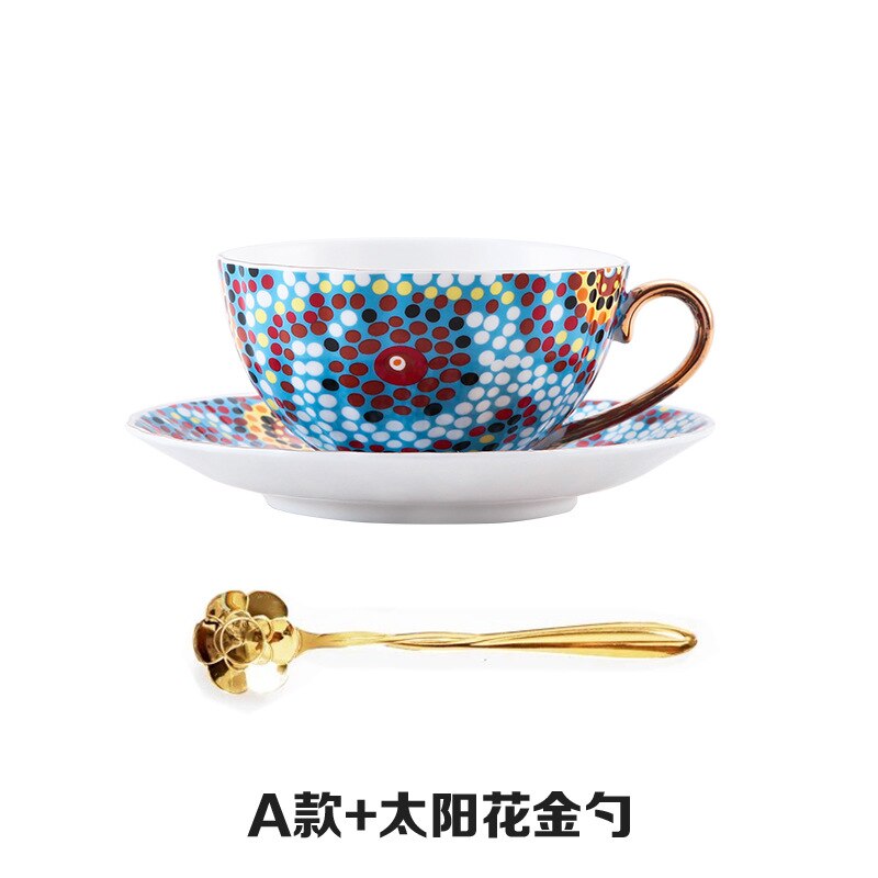 Yundu Ceramics Latte Cup and Saucer - 283 g para cappuccino, chá, café mocha, conjunto de 4, cor mista fosca