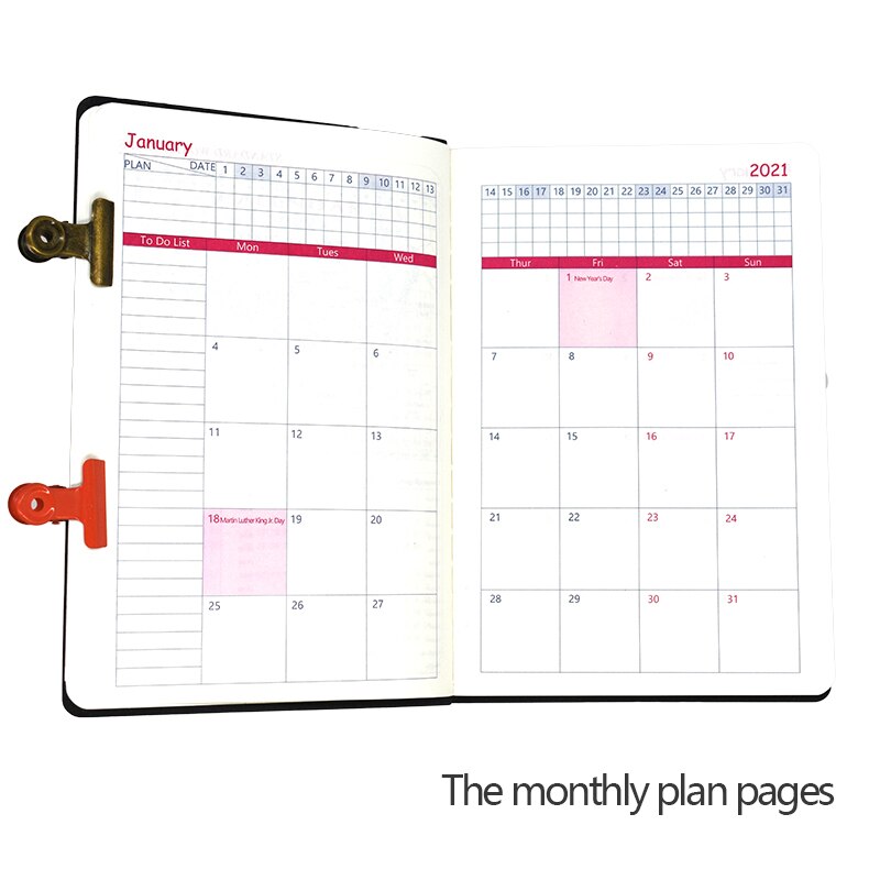 Agenda A5 Planner English language journal Leather soft cover School Notebook Stationary