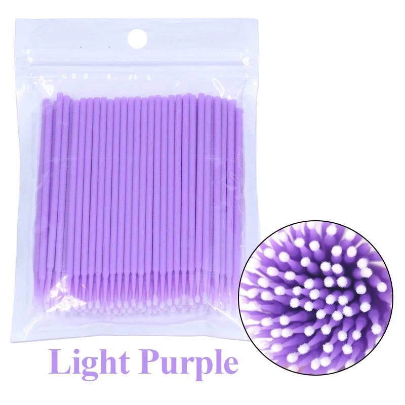 100Pcs Eyelash Cleaning Brush Lash Extension Micro Cotton Swab Individual Eyelashes Microbrush Beauty Makeup Clean Remover Tools: Beige